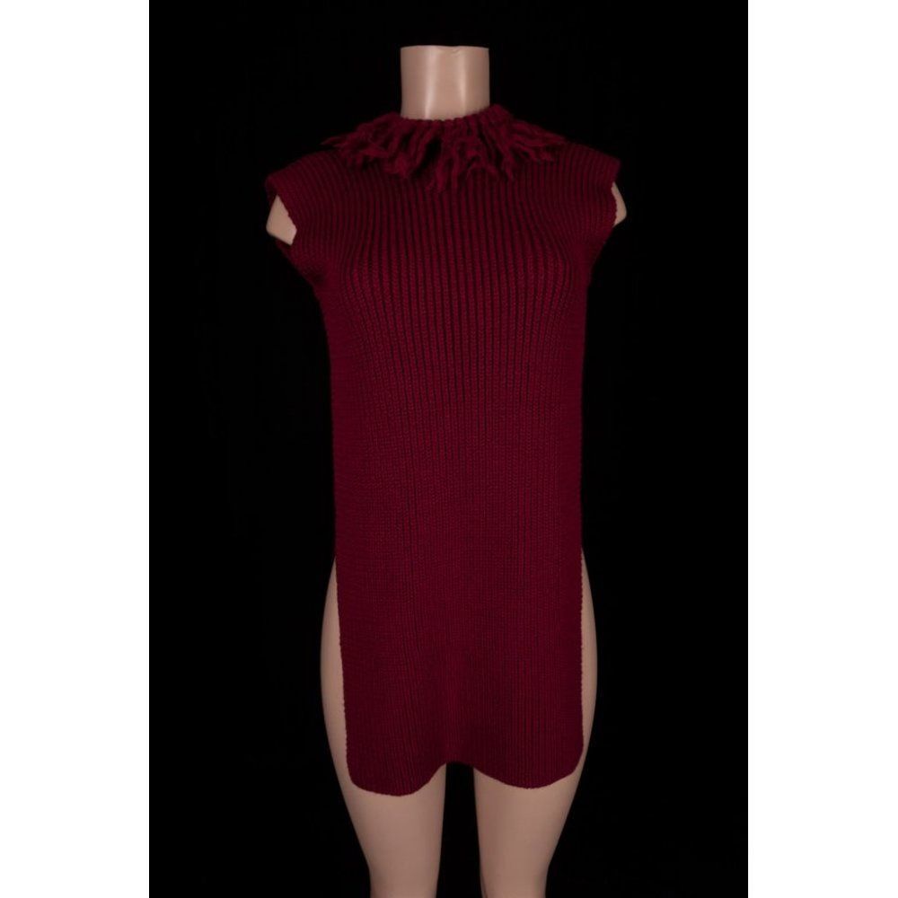 VALENTINO S Maglia Open-back Fringe-trimmed Wool Tunic